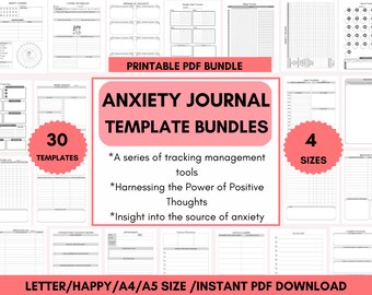 Anxiety Journal Printable: Therapy Workbook with Mood & Habit Trackers (PDF)