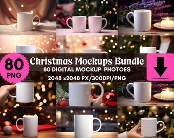 Christmas Mug Mockup,Christmas Ceramic Mug Mockup,Coffee Cup Mockup Bundle