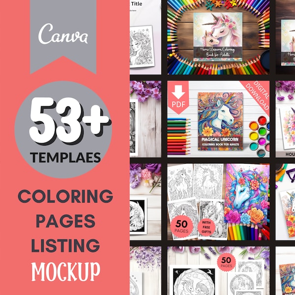 Canva Coloring Book Mock UP,Coloring Book Mockup,Coloring Pages Mock UP for Canva