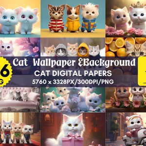146 Watercolor Cat Wallpapers: Desktop Backgrounds (Digital Download)