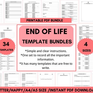 End Of Life Planner Templates, Final Wishes Planner, What If Emergency Binder,Legacy Planner ,Funeral Planner, Estate Planning Organizer