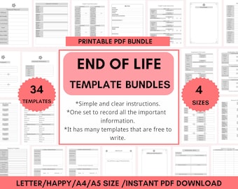 End of Life Planner Templates: Legacy, Funeral & Estate Planning (PDF)