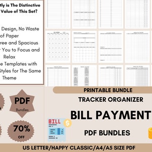 Printable Bill Payment Tracker Bundle: Monthly Finance Organizer (PDF)
