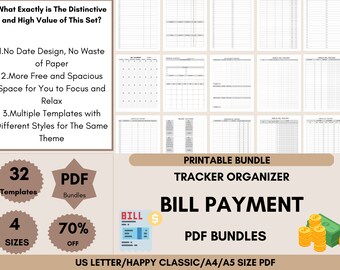 Printable Bill Payment Tracker Bundle: Monthly Finance Organizer (PDF)