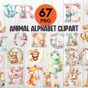 Imágenes prediseñadas de sublimación del alfabeto animal lindo, PNG del alfabeto animal, imágenes prediseñadas de educación y aprendizaje, imágenes prediseñadas del alfabeto PNG transparente