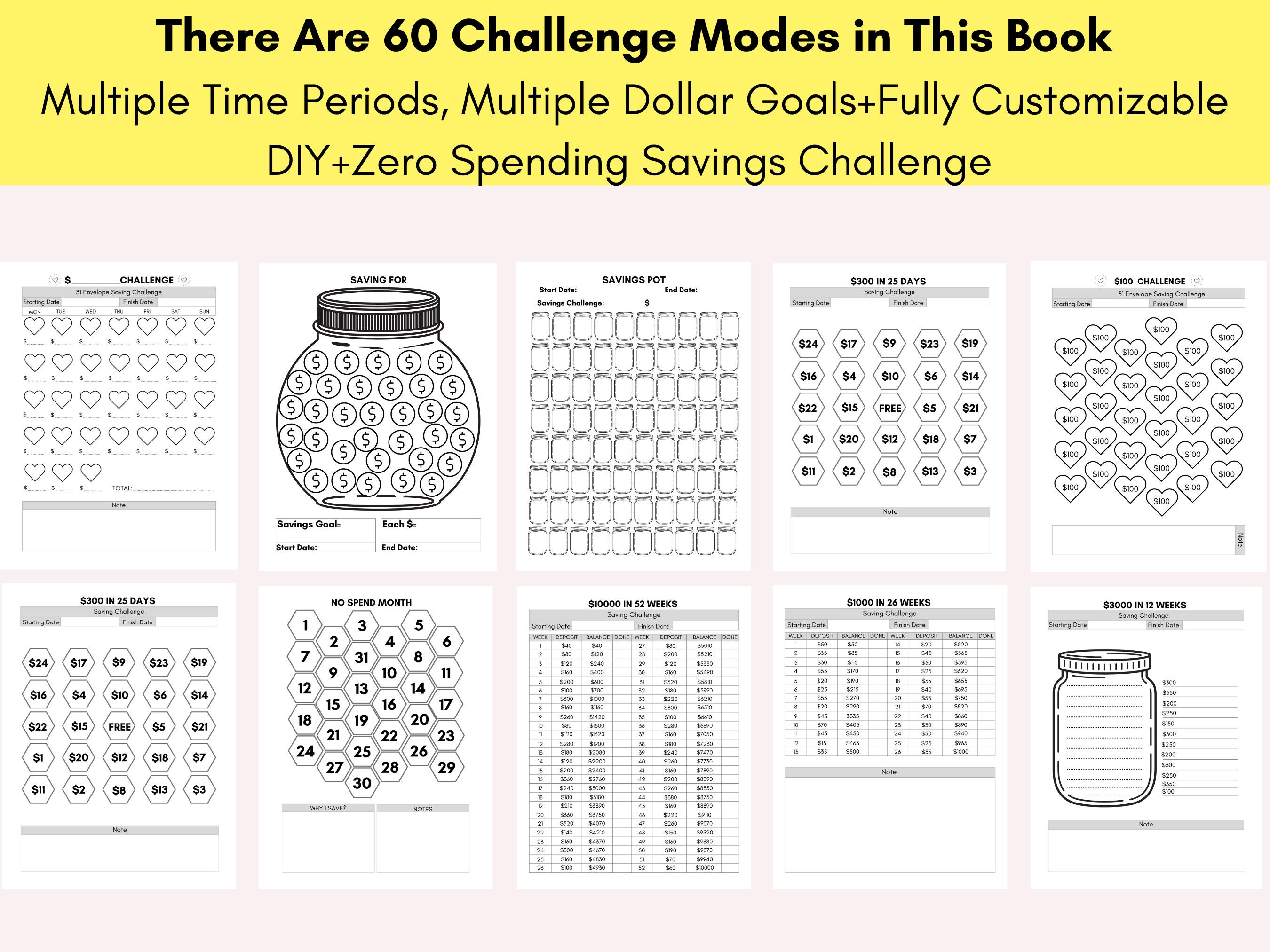 Saving Challenge Canva Templates: Money Tracker Bundle (digital ...