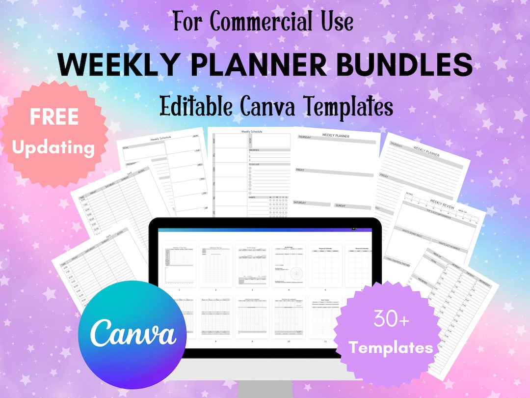 Weekly Planner Canva Templates: Productivity Schedule (editable) - Etsy