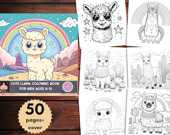 Cute Llama Coloring Book for Kids Ages 8-12:Llama Coloring Pages for Kids,Llama Activites,Cute Animals Coloring Pages