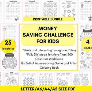 Kids Money Saving Challenge: Printable Savings Tracker Bundle (PDF)