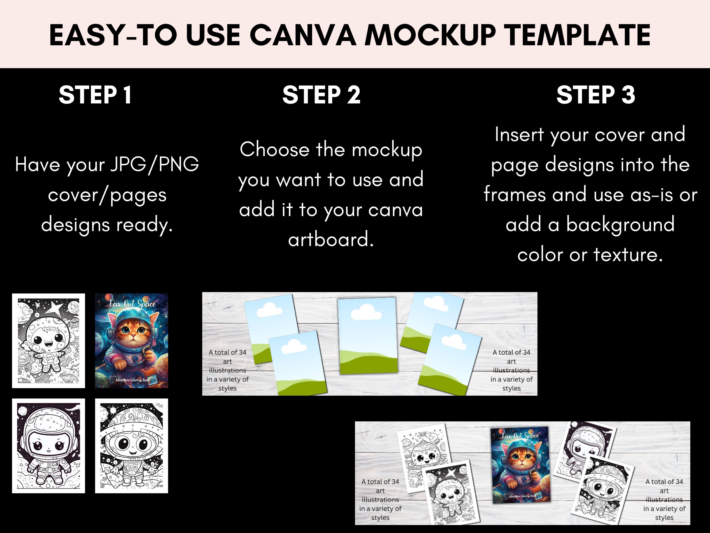 Canva Book Mockup Templates for KDP A+ Content (970x600) - Etsy