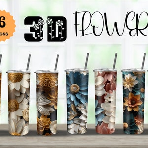3D Sunflowers Tumbler Wrap PNG Bundle