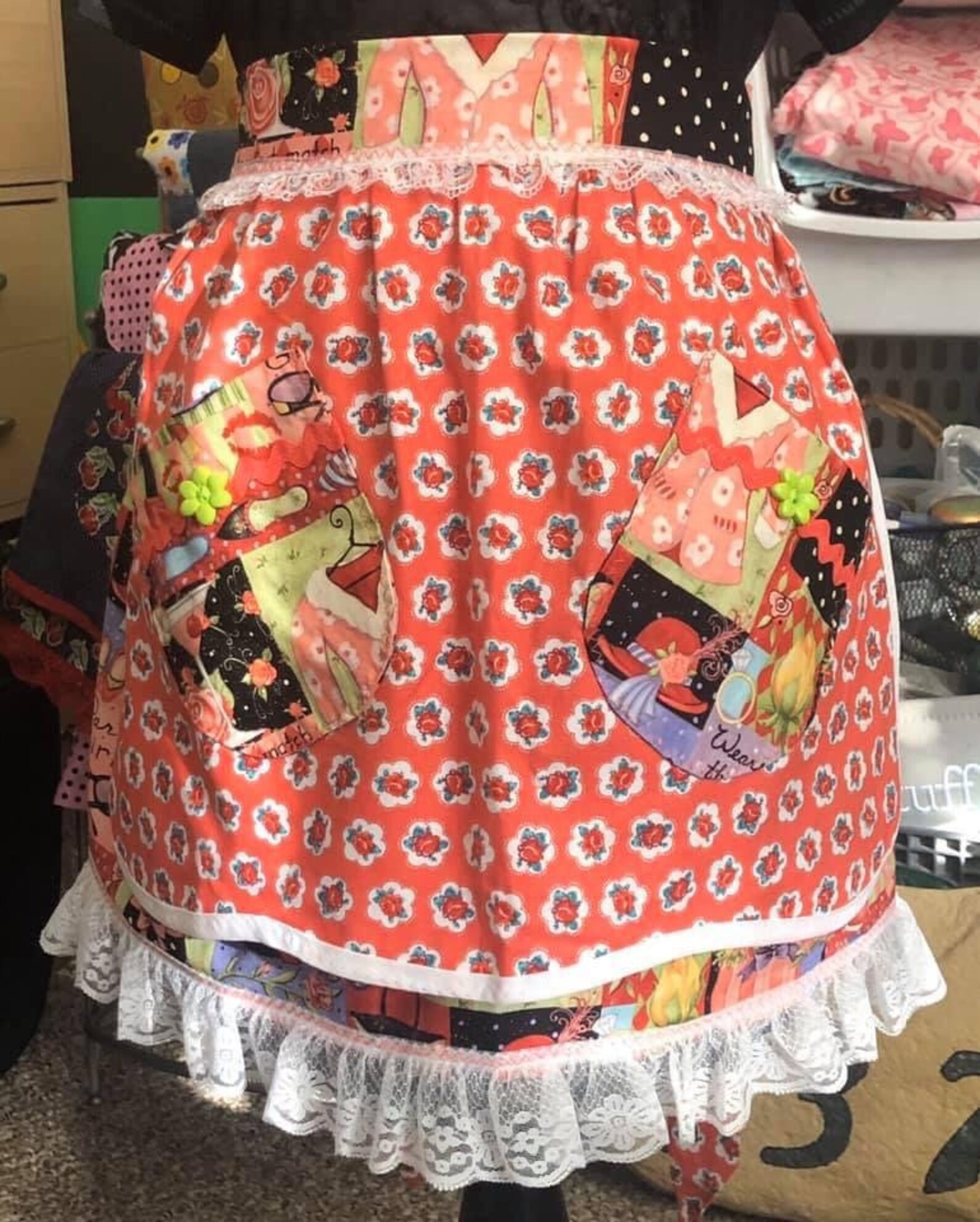 Set of Two XL Adult Skirted Half Aprons accessories & Floral Etsy