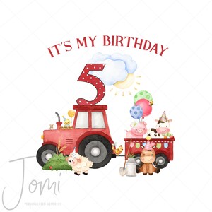 Animaux de la ferme 5 ans Design en sublimation, Design en sublimation fête de la basse-cour, Sublimation Design, anniversaire de la ferme, fille, garçon, enfant en bas âge, ferme PNG