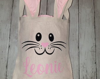 Bolsa de Pascua de yute personalizada con orejas