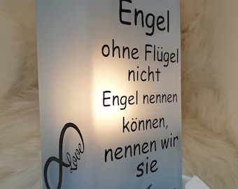 Glaslampe personalisiert Engel ohne Flügel inkl. Glühbirne