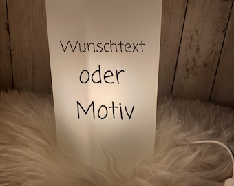 personalisierte Glaslampe mit Wunschmotiv oder Text inkl. Glühbirne