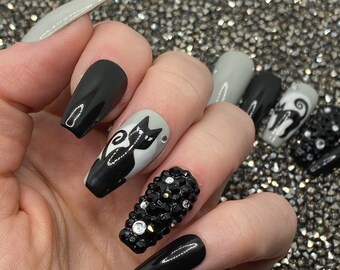 Black Cat Nails Etsy