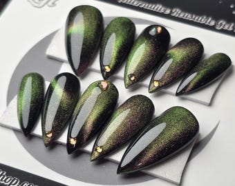 Gasoline Queen, Press On Nails, Gothic Press Ons, Alt Nails, Witchy Nails, Goth Nails, Reusable False Nails