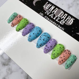 READY TO SHIP,  Gothic Nails, Pastel Nails, Eggies Nails, Matte Nails, Witchy Nails, Reusable False Nails, Fake Nail, Press-on Nail, Glue-on