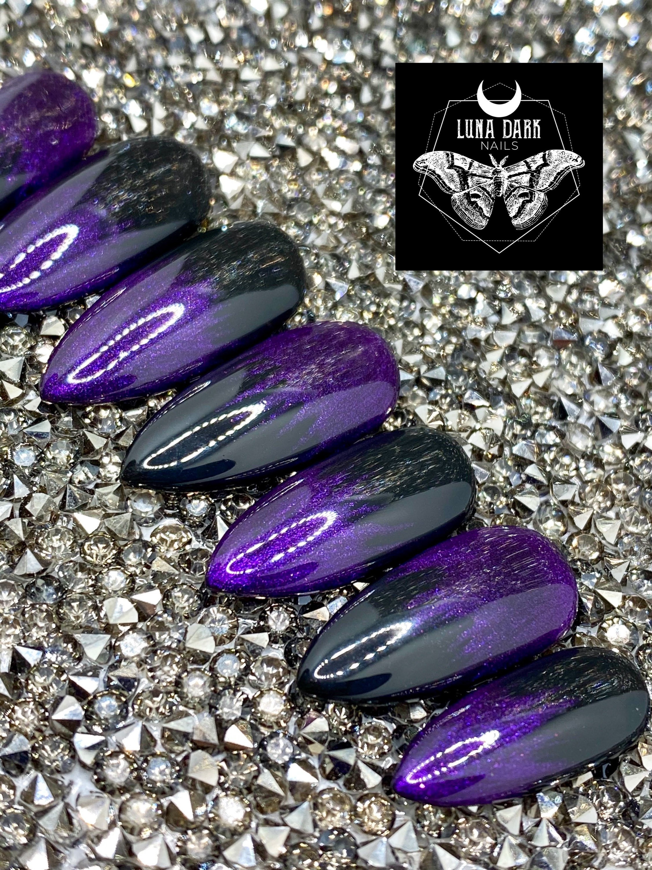 Black Pinkish Purple Ombre Airbrush Long Coffin Nails/black Gradient  Classic Y2k Press on Nails/cool Handmade Gel Dark Pink Party Nails - Etsy