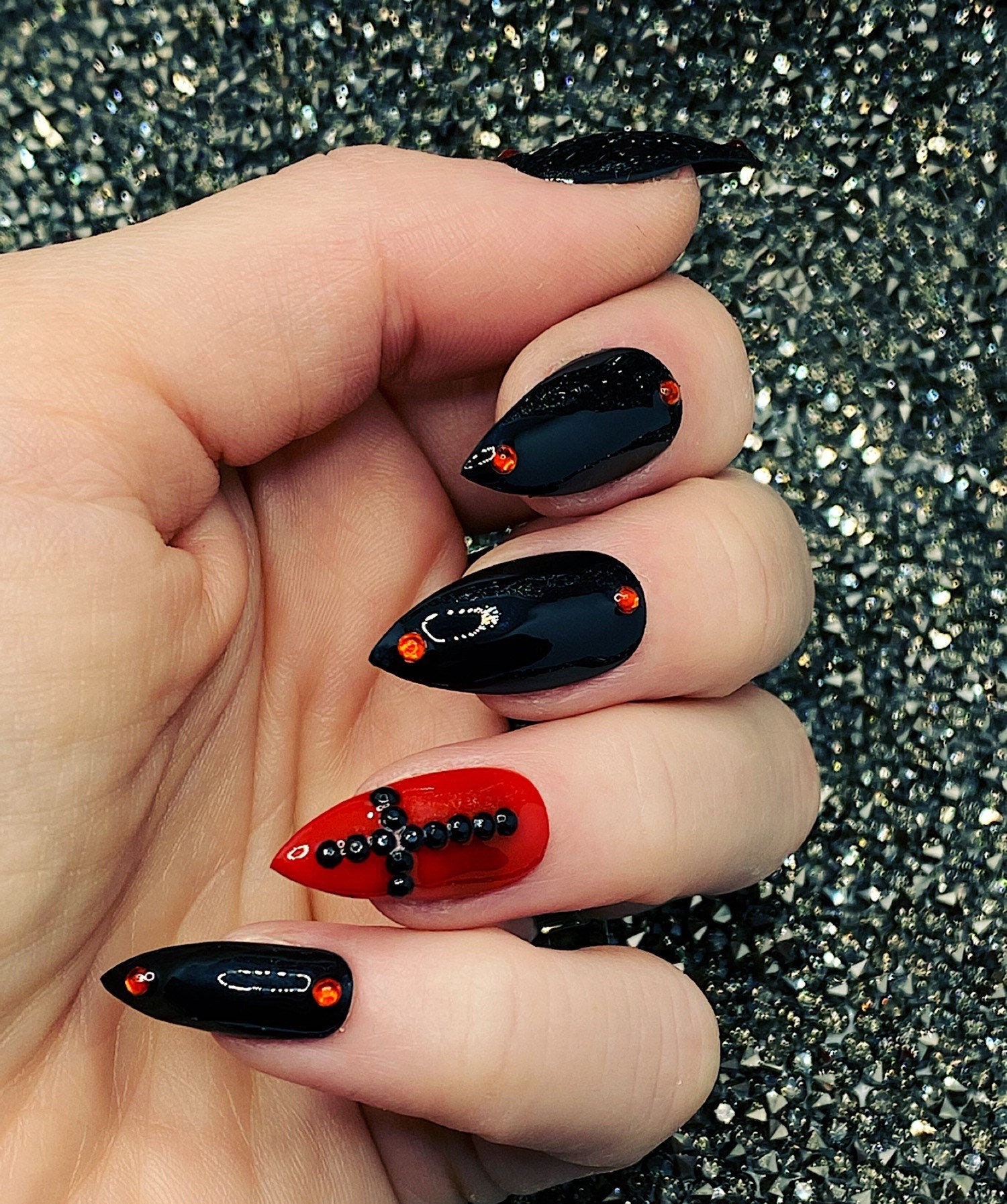 Satanic Nails Goth Press Ons Reusable Nails Custom Nails - Etsy