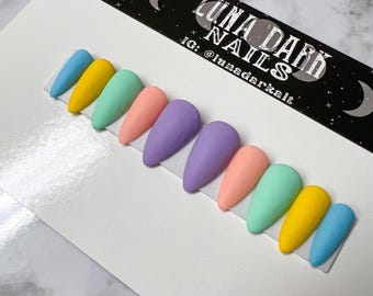 RTS Gothic Pastel Press-On Nails: Matte Witchy False Nails, Short Almond