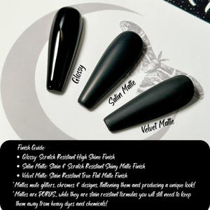 Gothic Rose Press On Nails, Matte Black, Reusable Press Ons bild 5