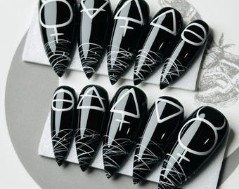 Witchy Alchemy Press On Nails: Reusable Hand-Painted False Nails