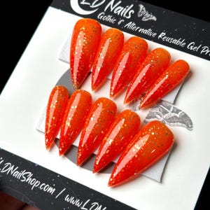 Halloween Jack-o&#39;-Lantern Color Shift Press On Nails: Gothic Pumpkin False Nails