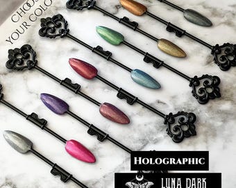 Holographic Press On Nails: Gothic Witchy Reusable False Nails