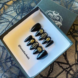 Halloween Goth Press On Nails: Spooky Charms, Witchy False Nails