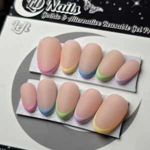 Pastel French Tip Press On Nails: Witchy Spring Reusable False Nails