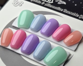Pastel Summer Press On Nails, Sheer Sorbet Reusable Press Ons