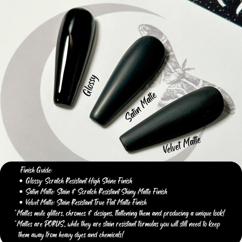 Gothic Black Silver Chrome Press On Nails, Witchy Handmade Reusable Press Ons image 5