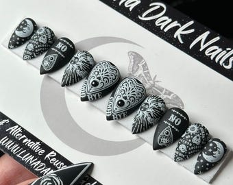 Ouija Planchette Press On Nails: Gothic Witchy Halloween False Nails