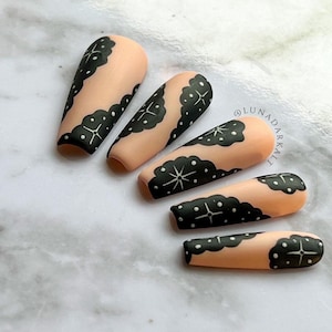 Peach Starry Sky Press On Nails: Witchy Celestial False Nails