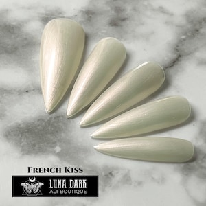 French Kiss Press On Nails: Sheer Pearly White, Reusable Gothic Nails