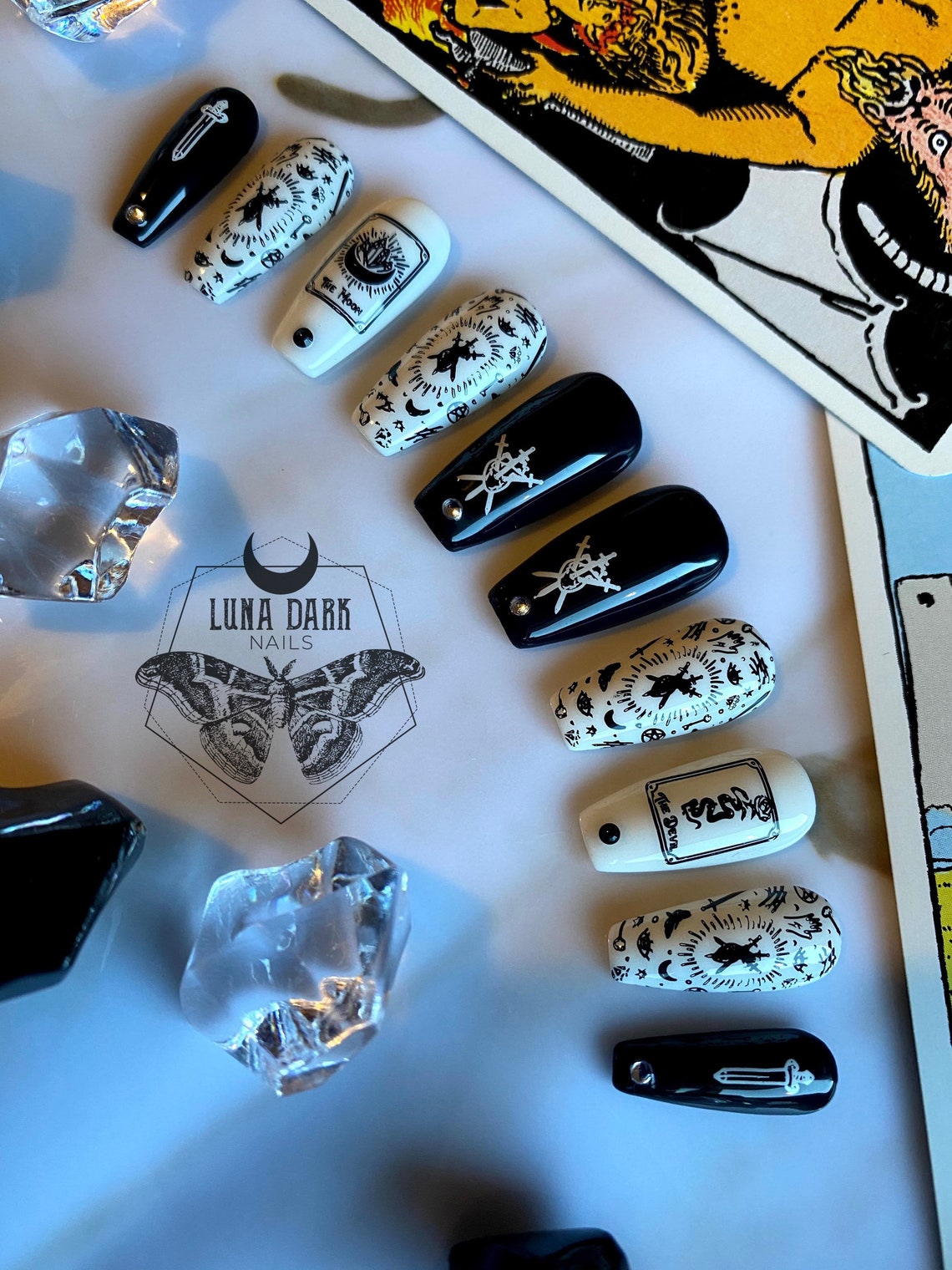 PRESS ON NAILS Goth Press Ons Tarot Nails Reusable | Etsy