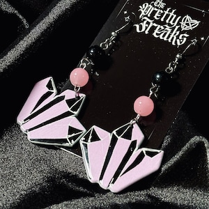 Pink Crystal Dangle Earrings: Witchy Gothic Accessories