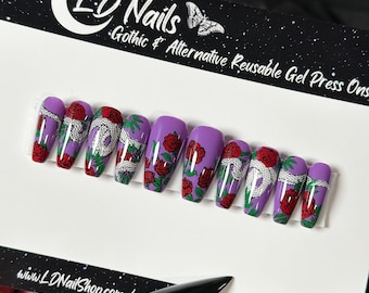 Gothic Snake & Rose Press On Nails: Witchy False Nails
