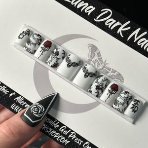 Bloody Rose Press On Nails: Gothic Witchy False Nails