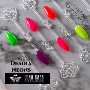 Deadly Neon Gothic Press On Nails: Reusable Witchy False Nails