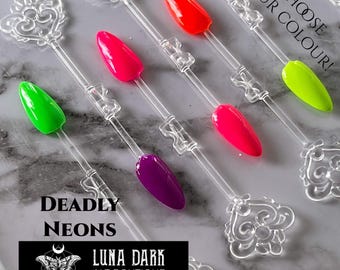 Deadly Neon Gothic Press On Nails: Reusable Witchy False Nails