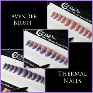 Lavender Blush, Purple and Pink Thermal Press On Nails, Pearly Purple Witchy Nails, Basic Nails, Reusable False Nails, Alternative Nails