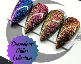 Chameleon Glitter Press On Nails: Gothic Witchy False Nails