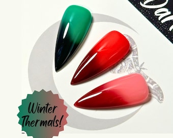Winter Thermal Press On Nails: Gothic Witchy Color Changing False Nails