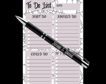 Spiderweb To-Do List Notepad, Goth Stationery, Gothic Small Business Gifts
