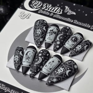 Gothic Tarot Press On Nails: Witchy Celestial False Nails