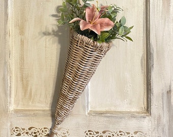 Cesta de puerta con flor Cesta colgante de pared de flores Melange para entrada Decoración exterior de la puerta de entrada Cesta colgante en la puerta