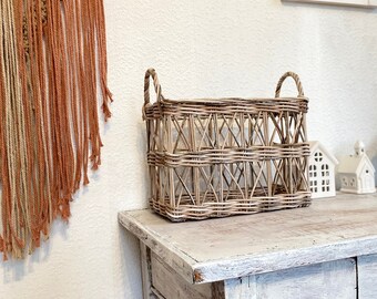 Eco-friendly basket Toilet paper basket Wicker bathroom basket Rectangular storage box  Openwork wicker basket